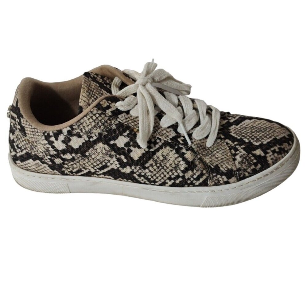 Steve Madden Snake Skin Print Brown Sneakers Fabric Women Size 8.5 M Lace Up